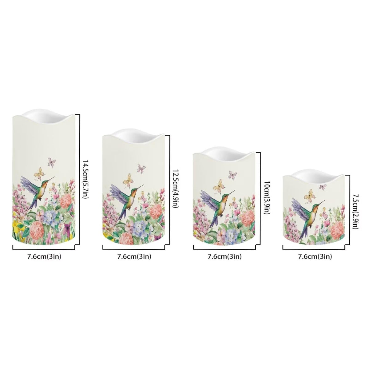 Cozeyat Bird Bloom Birthday Party Flameless Candles 4 Pack Battery Operated LED Pillar Candles with Remote Timer Waterproof Flickering for Home Table Decor