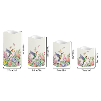 Cozeyat Bird Bloom Birthday Party Flameless Candles 4 Pack Battery Operated LED Pillar Candles with Remote Timer Waterproof Flickering for Home Table Decor