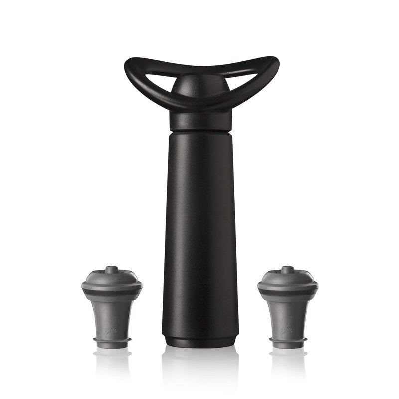 Vacu Vin Wine Saver Concerto - Black - 1 Pump 2 Stoppers - Wine Stoppers for Bottles with Vacuum Pump - Reusable - Made in the Netherlands