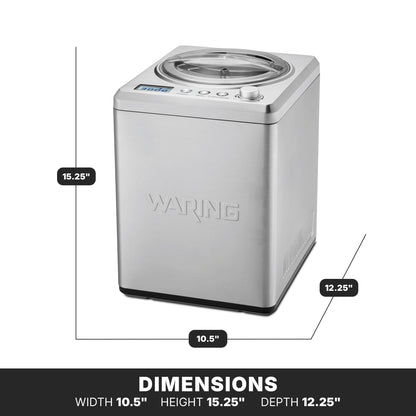 Waring Commercial 2.5-Quart Compressor Ice Cream Maker Machine, Built-in Compressor No Pre-Freezing, for Restaurants & Professional Kitchens, WCIC25