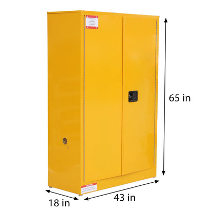 PeacefulHues 45 Gal Flammable Safety Cabinet, Large Capacity Flammable & Chemical Storage Cabinet, Heavy-Duty 2-Door Fireproof Cabinet for Industrial Warehouse, Factory, Workshop