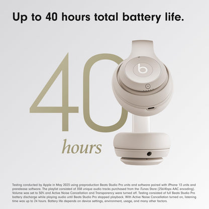 Beats Studio Pro-Premium Wireless Over-Ear Headphones- Up to 40-Hour Battery Life, Active Noise Cancelling, USB-C Lossless Audio, Apple & Android Compatible- Sandstone