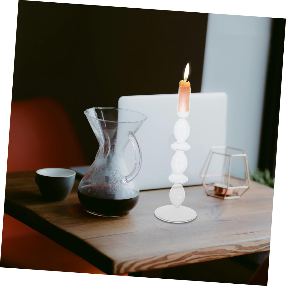 Abaodam Glass Taper Candle Holder Decorative Double Ring Glass Candlestick Stand for Wedding Table Centerpiece Romantic Home Party Décor