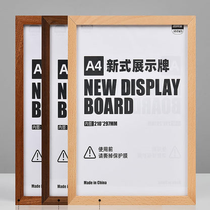ECKEK Wall Mount Acrylic Sign Holder Self Adhesive Magnetic Display Frame Clear Document Frame for Office, Store, School, Home, Wall Picture Frame (Sapele Wood A3 297×420mm/11.69×16.54inches)