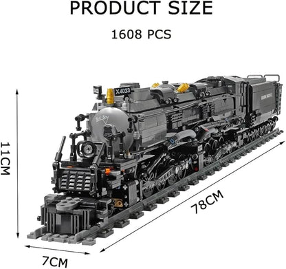 Big Boy Steam Train Model Kit BIGBOY Locomotive Train Building Blocks Set with Train Tracks Display Set for Teenagers and Adults (1608 Pieces)
