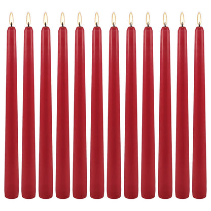 12Pack Red Taper Candles-10 inch Unscented and Dripless Dinner Candles, 8-9 Hours Burn Time, Hand Poured Tall Candlesticks-Ideal for Home Decor Weddings, Dinner Parties, Christmas Candlesticks