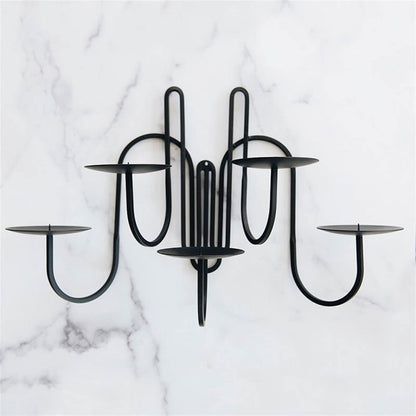 Decorative Candlestick European Light Luxury Iron Wall Mounted Candlestick Simple Living Room Porch Corridor Candle Holder Candlestick