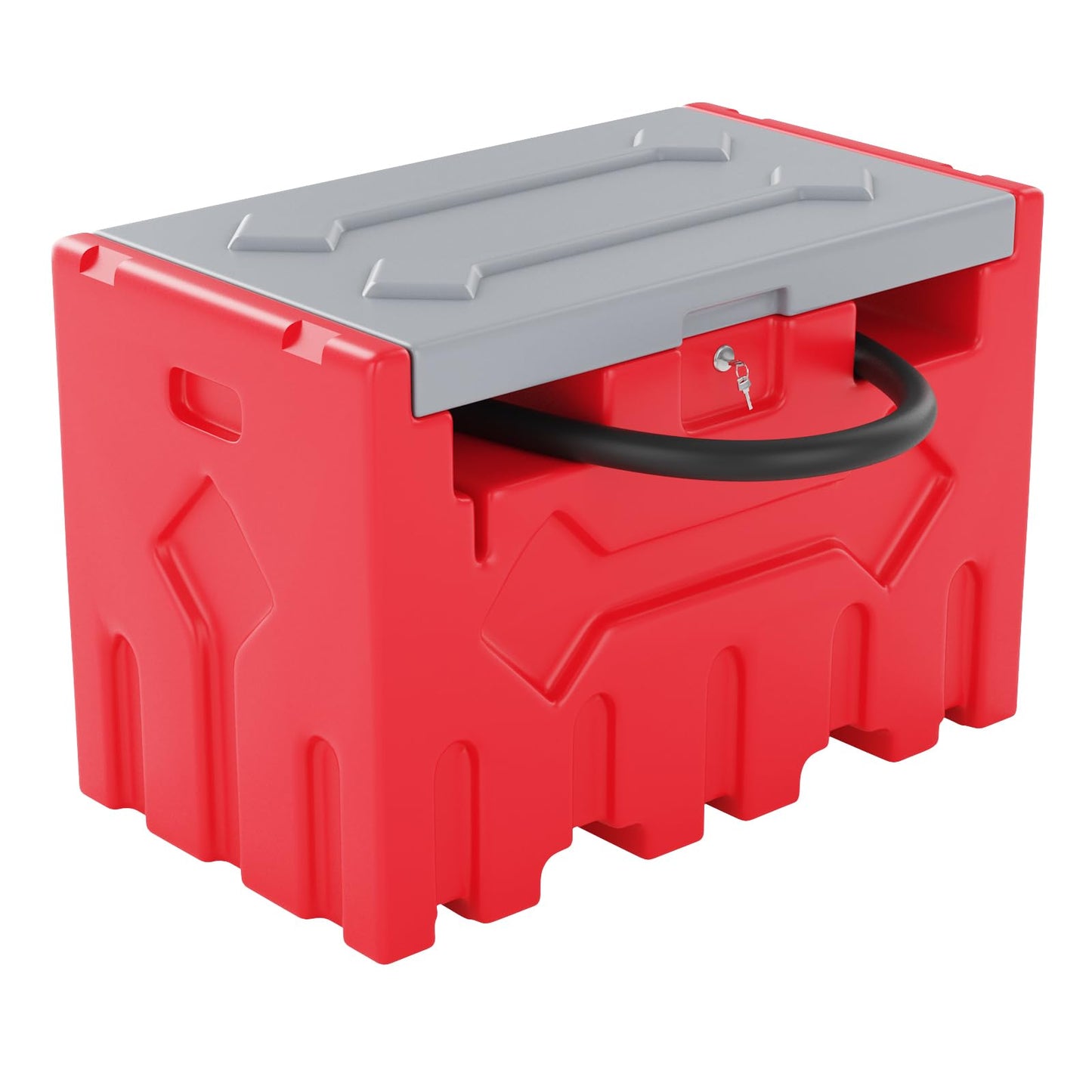 52 Gallon Portable Diesel Fuel Tank with 12V Pump, Auto Shut-Off Nozzle, 15Ft Hose & 360° Swivel, Heavy-Duty HDPE Diesel Transfer Tank for Trucks, Farm, Generator, Construction - Red Box