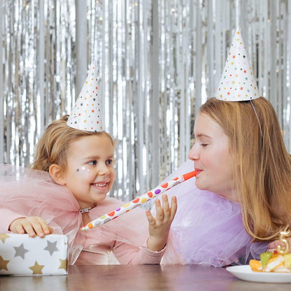 Skiennix Foil Curtain Backdrop - Silver Metallic Tinsel Fringe for Photo Booths | 5 Pack Party Decorations