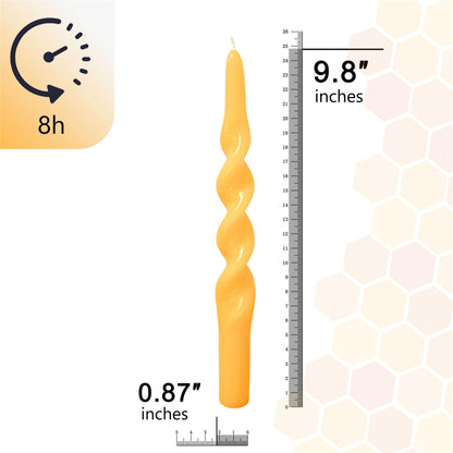 Gedengni Beeswax Taper Candle Spiral Candlesticks,7inch Natural Bees Wax Candles Smokeless Tapered Candle for Home Meditation for Home Meditation Prayer Dinner Decor,2pcs 1D-BEE