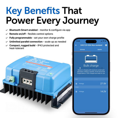 Victron Energy Orion-Tr Smart DC to DC Charger (Bluetooth) - 24/12-Volt 30 amp 360-Watt - Battery Charger for Dual Battery Systems - Non-Isolated