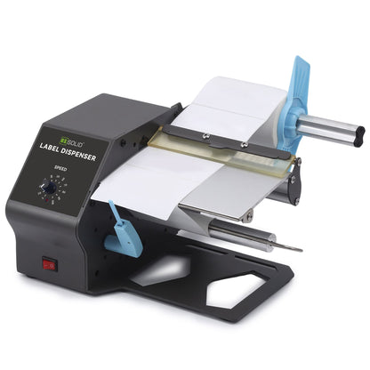 U.S. Solid Automatic Label Dispenser for Rolls and Fanfold Labels - Translucent and Opaque - Adjustable Speed - Core Sizes 1", 1.5", 3" - Width 0.2-7 in - Length 0.2 in-∞