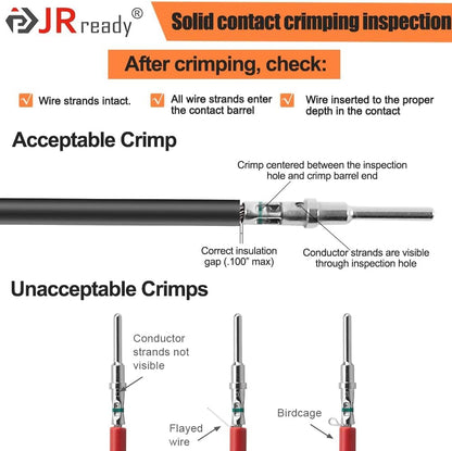 JRready ST6308 Deutsch Connector Kit, Waterproof DT Connector 2 3 4 6 8 12 Pin, Size 16 Solid Contacts, DT2 Crimper Equivalent to Deutsch Crimp Tool HDT-48-00, 12-22AWG, 417PCS