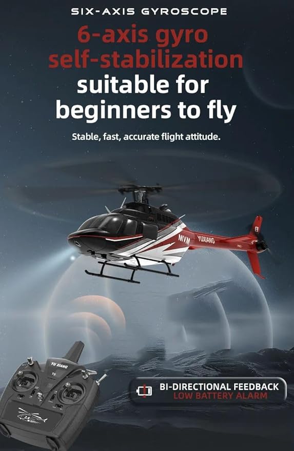 Hanll YUXIANG F08 Bell 206 RC Helicopter for Adults 1/27 2.4G 6CH Brushless Direct-Drive 6G Flybarless RC Helicopter with 6-Axis Gyro Optical Flow Positioning RTF/ 3 Battery
