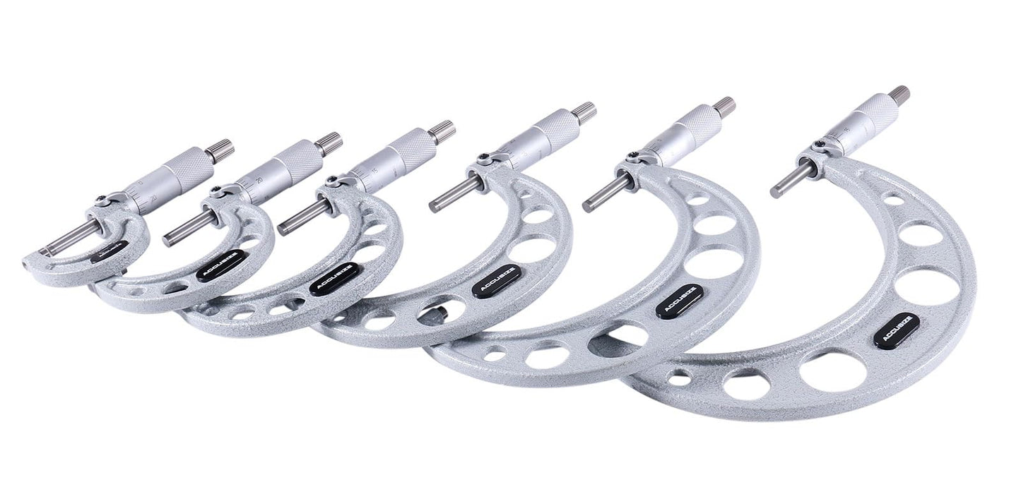 Accusize Industrial Tools 0-6 inch by 0.0001'' Ultra-Precision Outside Micrometers with Carbide Tips 6 Pc Set, Eg00-0906