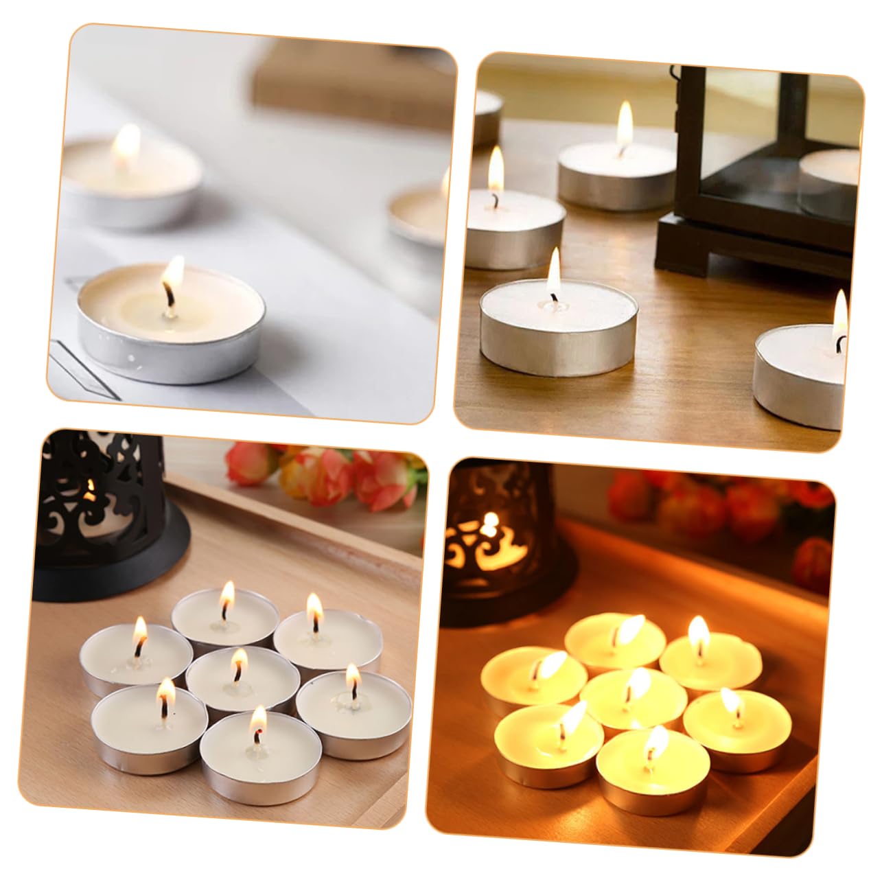 OUNONA 100pcs Tealight Candles Scented Round Tealight Candles for Weddings Parties and Home Decor Long Burning Safe and Smokeless Aromatherapy