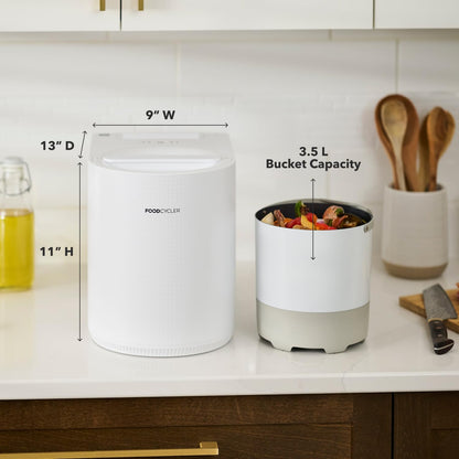 Food Cycler Eco 3 Compact Kitchen Food Recycler | Indoor Composter Bin Alternative | Electric Countertop Food Waste Disposer with Odorless 3.5L Indoor Food Waste Bin for Easy Waste Management | White