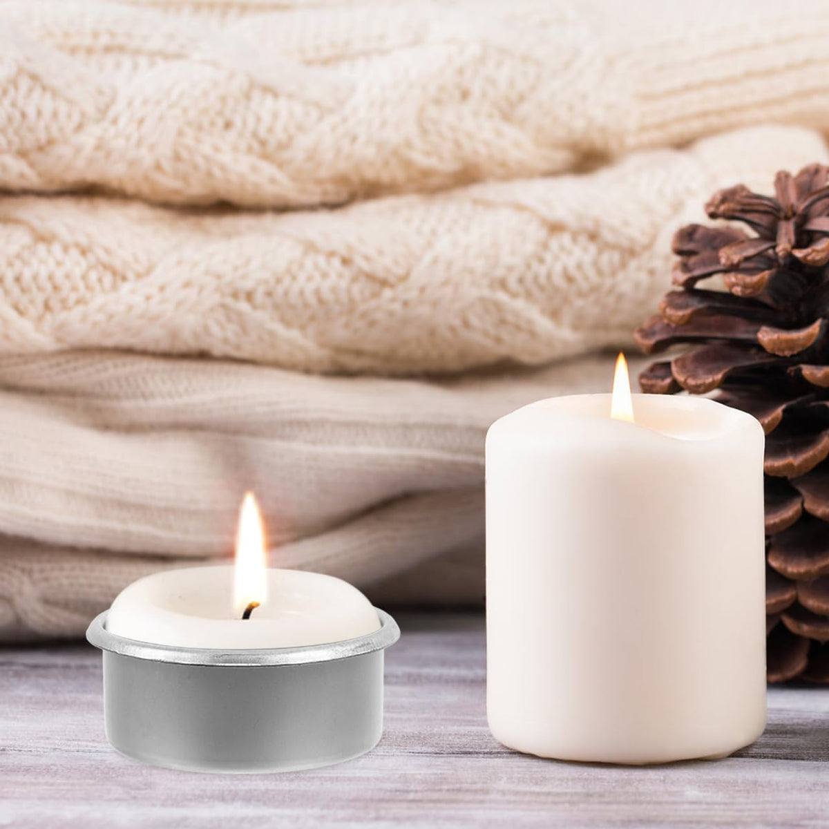 DOITOOL 20Pcs Metal Tealight Cups Round Tea Light Tins Cups DIY Empty Candle Jars Decorative Candleholder for Christmas Wedding Table Decoration