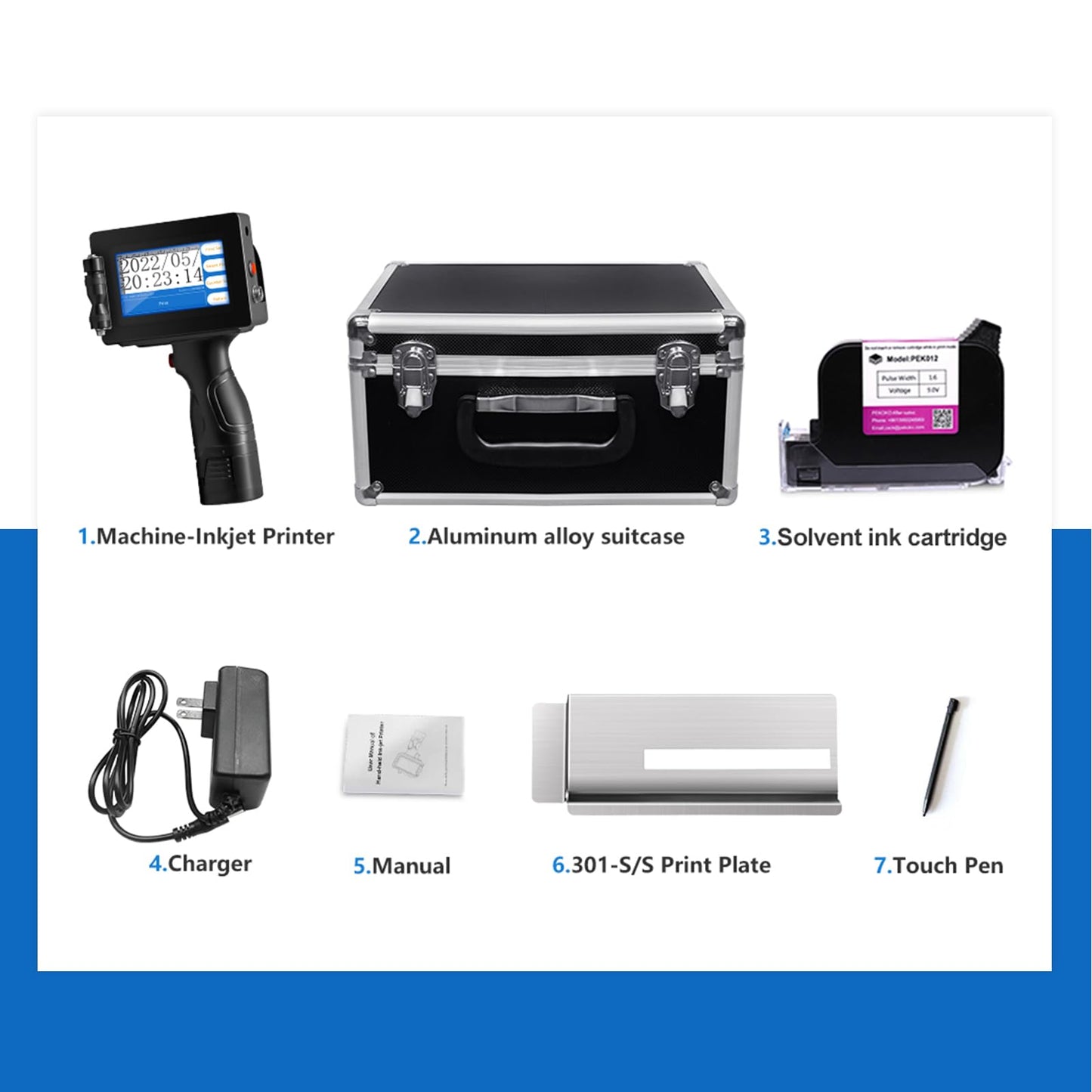 PEKOKO LB100S Intelligent Portable Hand Jet Handheld TIJ Thermal Inkjet Printer 12.7mm Online QR Bar Batch Date Number Coding Machine for Carton Box,Food Package,Drink Bottle
