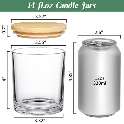 SUPMIND 20 Pack 14 fl.oz Glass Candle Jars - Clear Empty Candle Vassels with Bamboo Lids, Bulk Containers Jars for Making Candles 12 14 fl.oz