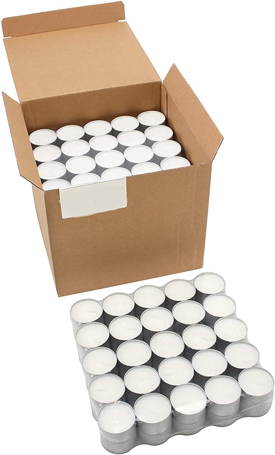 Unscented Tealight Candles, 100% Pure Wax, 9 Hour Burn Time, White, Pack of 100
