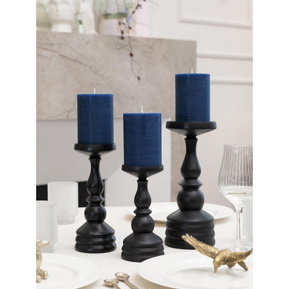 CANDWAX 3x4 Inch Dark Blue and Orange Pillar Candles Bundle - 3 Dark Blue and 3 Orange Candles - Unscented Decorative Candle - 6 Pack