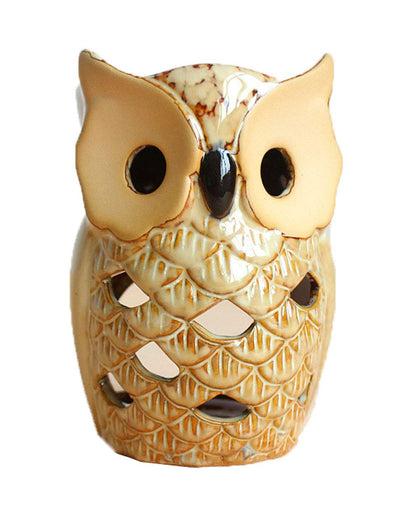 MONMOB 4.7 Inch Ceramic Owl Oil Warmer Aromatherapy Burner/Tea Light Candle Holder Oil Burner/Essential Oil Warmer Candle Holder/Wax Warmer Ideal Gifts for Women, Mom or Birthdays