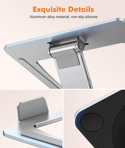 RIWUCT Adjustable Laptop Stand with 360° Swivel Base, Foldable Laptop Riser Holder for Desk, Ergonomic Computer Notebook Cooling Stand Mount, Compatible with MacBook Air Pro, Dell XPS, HP (10-16")