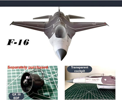 Fighter Jet Model F-16 370mm Wingspan Mini EPP Single 30mm Ducted Fan Fixed-Wing RC Airplane Aircraft Model for Collection and Gifts (Ducted Fan Not Included/PNP)