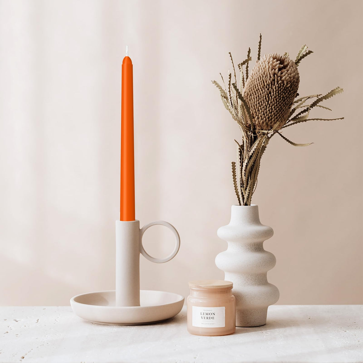 LYOBATH 12 Pack Orange Taper Candles - Taper Candles 10 Inch Dripless, Smokeless & Unscented - 8 Hours Long Burning - Ideal for Weddings, Dinner Parties, and Home Decor