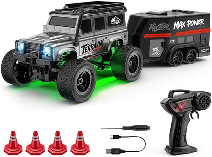1:64 Scale Mini RC Crawler with Gyro Full Proportional RTR 2.4Ghz Remote Control Truck with RGB Lights (E89-Grey)