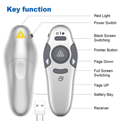QUI Presenter Clicker USB A&C Bundle | Pen-Shaped Black & Remote-Shaped Silver