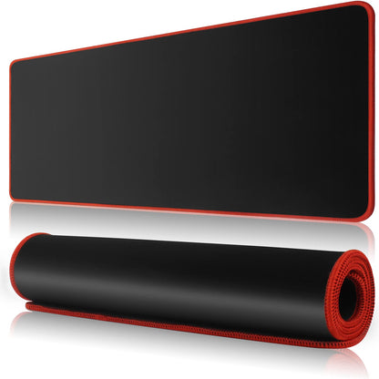 Large Gaming Mouse Pad Mat 11.8x23.6 Inches with Red String Stitched Edge Non-Slip Rubber Base Washable Resilient for Office Home Computers Laptop Table Mouse Pads Mats Accessory