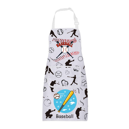 FUSTMW Baseball Apron with Pockets Baseball Gifts for Baseball Lovers Apron Baseball Cooking Kitchen Baking Chef BBQ Apron (Baseball Apron)