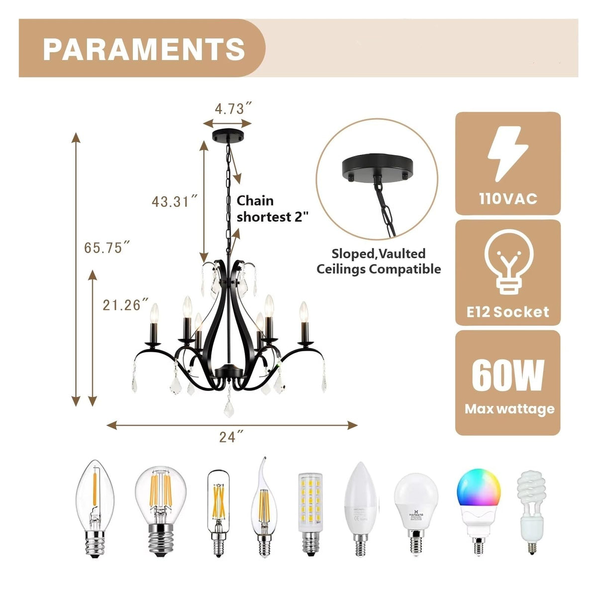 Modern Chandelier for Dining Room Living Room K9 Crystal Pendant Lighting Candle Chandeliers Home Decoration Light Fixtures,Comfortable Lighting