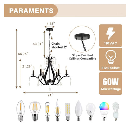 Modern Chandelier for Dining Room Living Room K9 Crystal Pendant Lighting Candle Chandeliers Home Decoration Light Fixtures,Comfortable Lighting