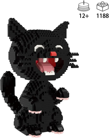 Larcele Micro Building Blocks Set DIY Mini Building Toy Bricks for Age Over 12 Years 1188 Pieces KLJM-05 (Black Cat 2)