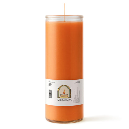 Alumenza 3 Pack Orange 7 Day Candles in Glass Jar – Paraffin Wax, Clean Burning Unscented | Large & Tall Devotional Prayer Pillar Candles for Home, Memorial, Spells, Long Lasting