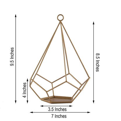 Efavormart 2 Pack Gold 9" Metal Pentagon Geometric Tealight Candle Holders Geometric Floral Centerpiece