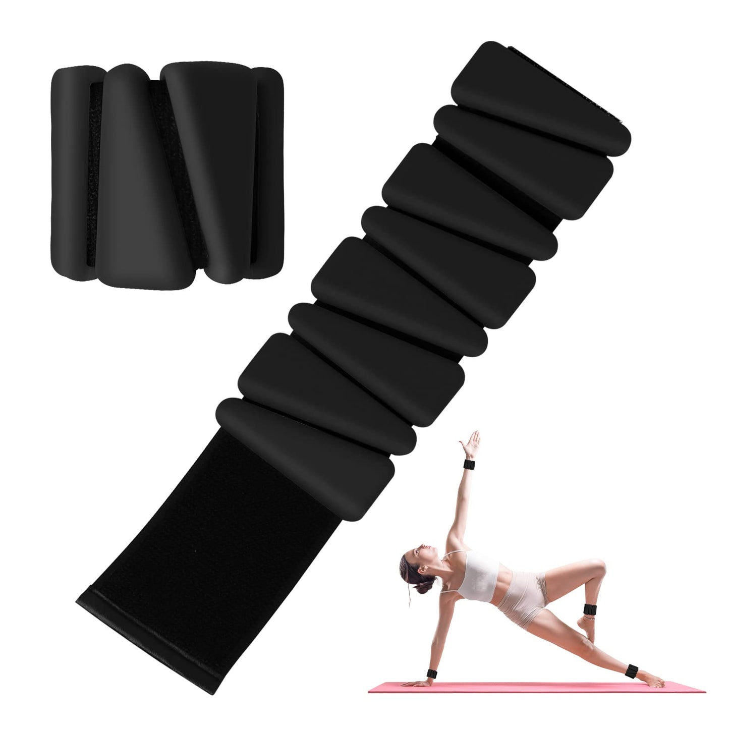 Wrist Weights Set of 2, Adjustable Silicone Workout Weights for Women and Men, Wearable Ankle/Wrist Weights Suitable for Yoga, Dance, Pilates, Pool Exercises and Jogging, 2lb