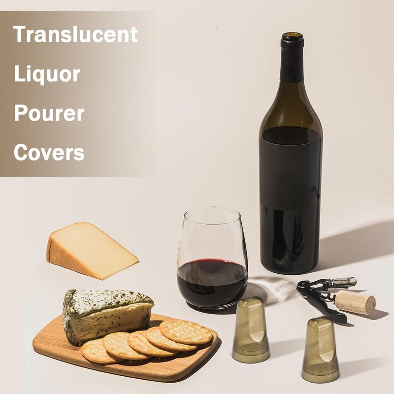 Chengu 80 Pieces Liquor Bottle Covers Pour Spout Covers Bar Toppers for Bottles Universal Pour Dispenser Dust Translucent Silicone Rubber Spout Caps for Bar Home Kitchen Tools Supplies (Champagne)