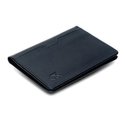 FOXHACKLE Leather Credit Card Holder for Men, Thin Bifold RFID Blocking Wallet, Slim Front Pocket Minimalist Wallet, Small Card Case (Blue Tan)