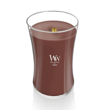 WoodWick Redwood Holiday Candle Gifts for Women and Men, 21.5 oz Large Hourglass Candle with Crackling Wick