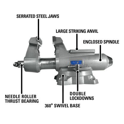 Wilton Mechanics Pro Bench Vise, 8" Jaw Width, 8-1/2" Jaw Opening, 4-1/2" Throat (Model 880M), Grey