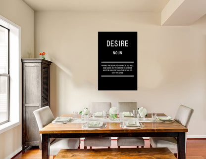 WYJZDZQ8 Desire Noun Inspirational Canvas Office Print Wall Art Motivational Picture Poster Painting Modern Inspiring Artwork for Home Living Room Bedroom Decor Ready to Hang [24''W x 36''H]