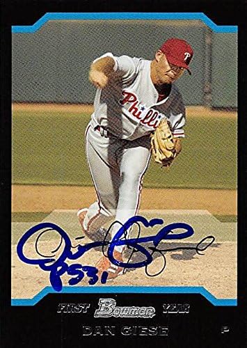 Sports Memorabilia Autograph Warehouse 244636 Dan Giese Autographed Baseball Card - Philadelphia Phillies FT 2004 Bowman First Year - No. 194 Rookie