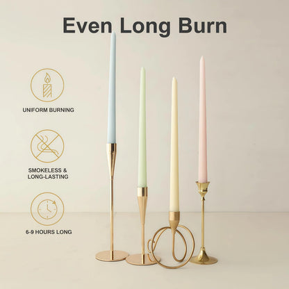 LSXHASGLD 12 Inch Taper Candles, Set of 4, Unscented Smokeless Long Tapered Candle for Wedding Home Decor Christmas