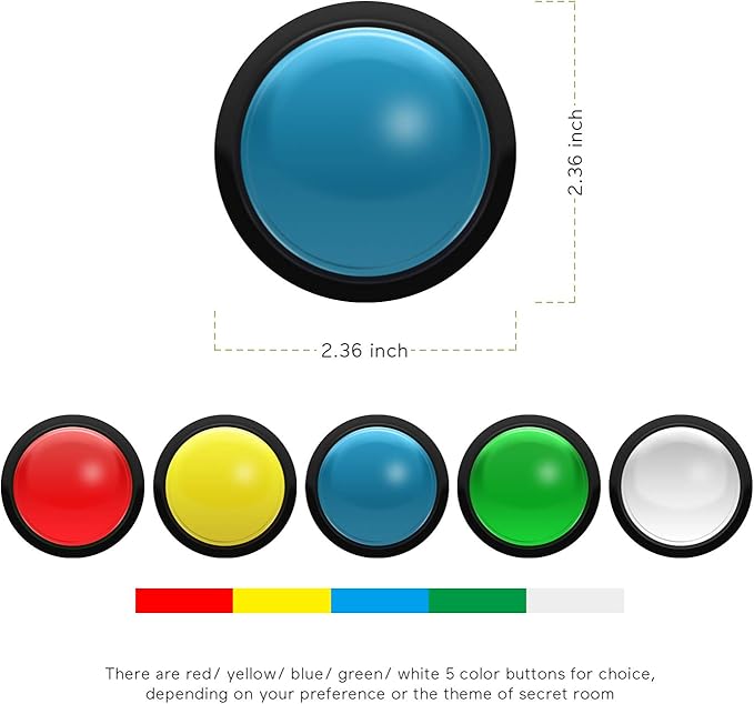 Escape Room Props 5 Colors Buttons Mechanism Press It In Order To Control 12V Magnet Lock For Exit Game Owner Player Adventurer (10 Buttons No Audio)