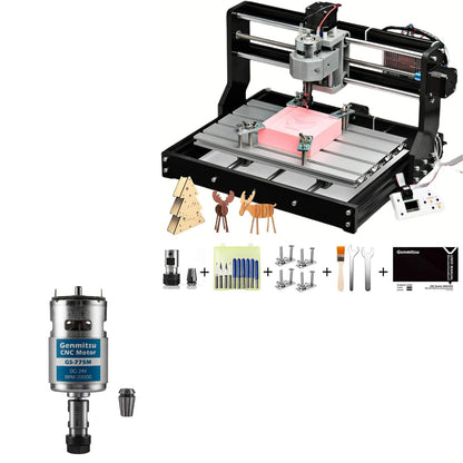 Genmitsu CNC 3018-PRO Router Kit Milling Engraving Machine + GS-775M 20000RPM 775 CNC Spindle Motor with ER11 Collet Set