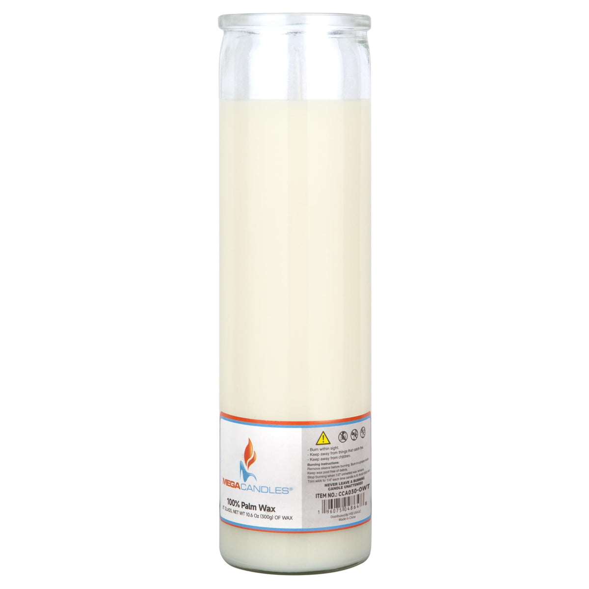 Mega Candles 1 pc Unscented Off White Glass Container Devotional Prayer Candles, Shortening Wax Candle 2 Inch x 8 Inch, Sanctuary, Vigils, Prayers, Spiritual, Blessings, Religious, Altar, Remembrance
